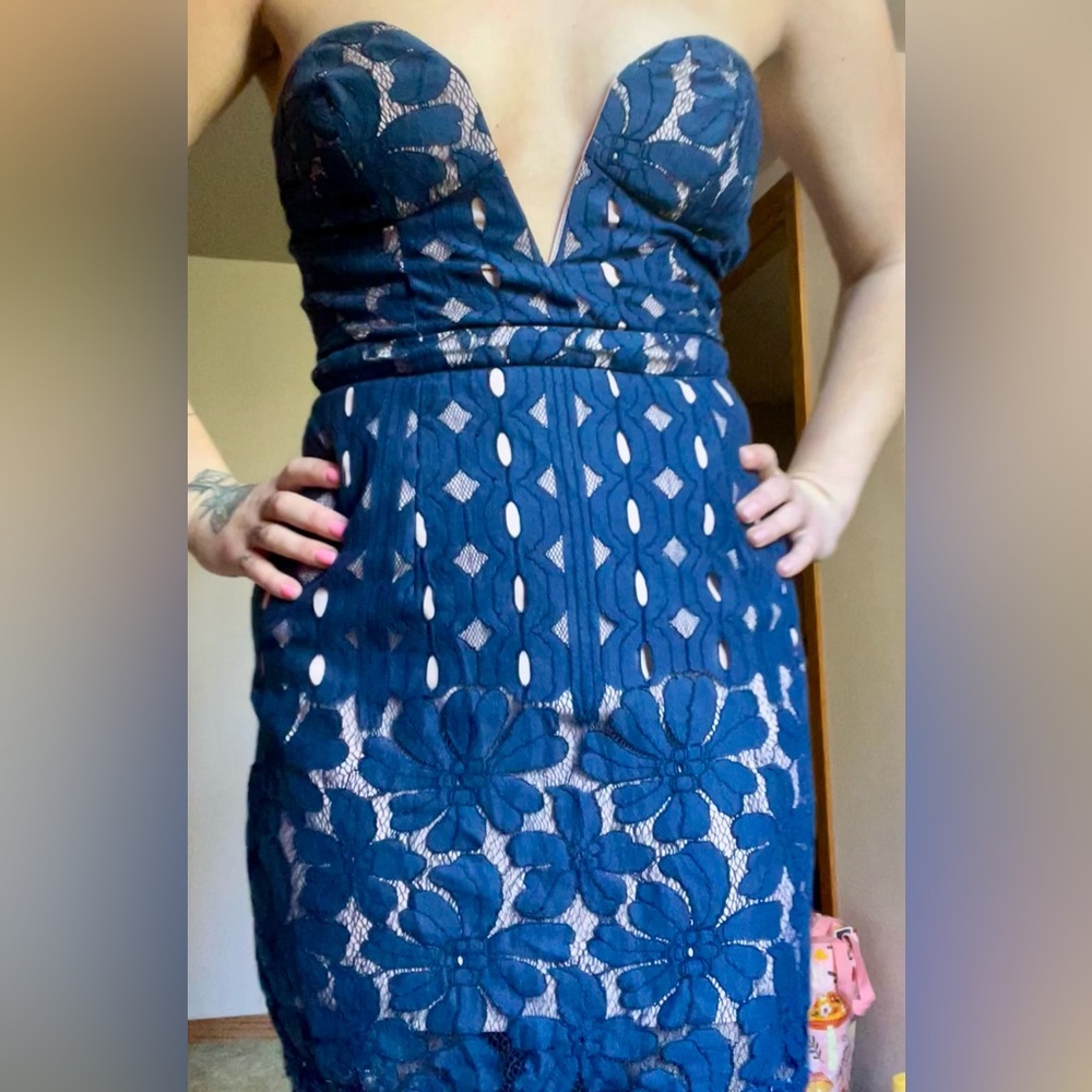 Stylerstalker Navy and Blush Lace Dress